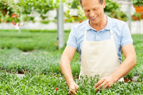 Experienced gardeners working on a compact Limehouse courtyard